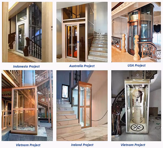 FUJI Goldrahmen-Glas-Panorama-Aufzug für Privathaushalte