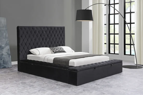 Willsoon Furniture 1465 Stoff, schlichtes Design, großes Holzbettgestell, gepolstert, Queen-Size-Doppelbett